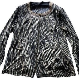 MSK Women’s Gold/Black Sparkle Neck Slinky Western Stretch Top Blouse Size 2XL